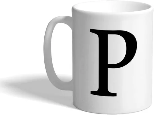 Taza de café personalizada de 11 onzas, letra del alfabeto, monograma, P, diseño de taza de té de cerámica solamente