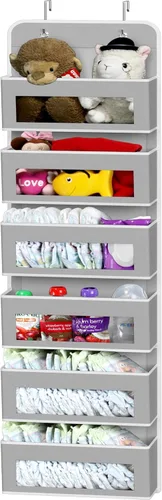 Miniatura 9 de Simple Houseware Organizador con 4 bolsillos con ventana transparente para colgar sobre la puerta del armario, para dormitorio, baño, despensa