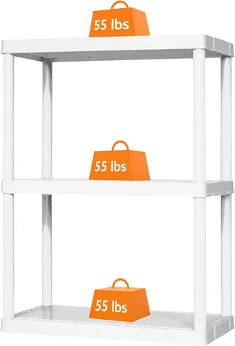 Miniatura 6 de Gracious Living Unidad de almacenamiento ligera de altura fija de 3 estantes, 12 x 24 x 33 pulgadas, sistema organizador para el hogar, garaje, 3