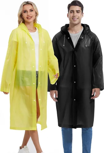 Miniatura 135 de 2 abrigos de lluvia de Borogo para adultos, chaquetas de lluvia reutilizables para hombres y mujeres