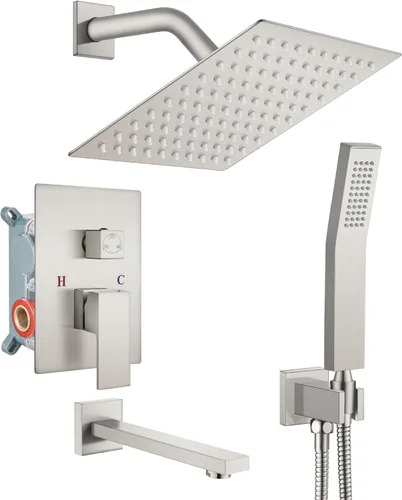 Miniatura 18 de gotonovo Sistema de ducha con boquilla de bañera, cabezal de ducha de lluvia montado en la pared y mango, juego combinado de grifo de ducha
