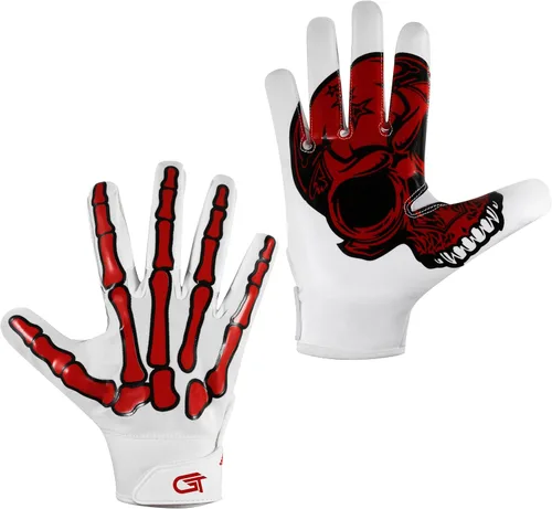 Miniatura 2 de Glorious Traders Adult & Youth Football Gloves - Ultimate Performance Booster with Super Sticky Grip Blanco y rojo