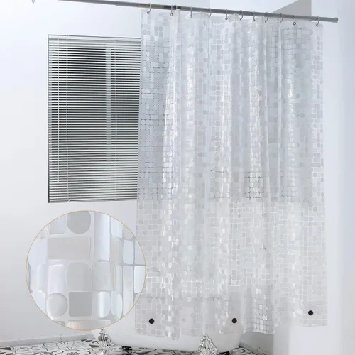 Miniatura 7 de WELTRXE - Cortina de ducha EVA impermeable, transparente de 8G, cortina de ducha de plástico resistente con imanes para cabina de ducha en el baño