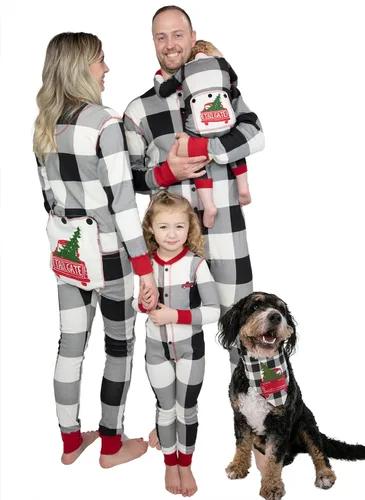 Lazy One - Pijamas navideñas a juego con solapa trasera; para perros, bebés, niños, adolescentes y adultos