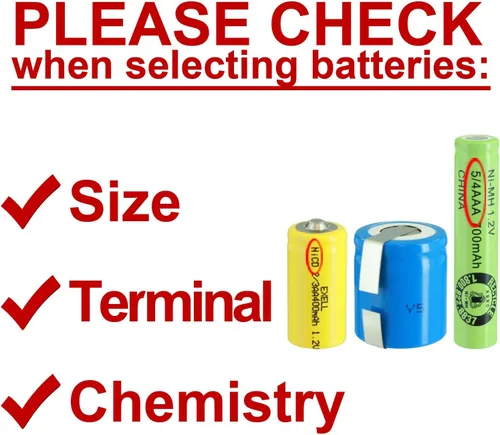 Miniatura 7 de Exell Battery Paquete de 5 baterías recargables AA NiMH de 1.2 V 2/3 400 mAh AA NiMH compatibles con registradores de datos industriales