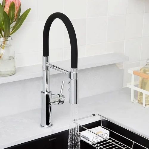 Miniatura 6 de BLANCO 402447 CATRIS Flexo Semi-Pro Pull-Down Grifo De Cocina De Arco Alto 1.5 GPM - Cromo