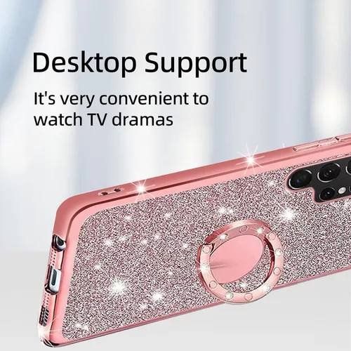 Miniatura 5 de Funda para Samsung Galaxy S22 Ultra, Samsung S22 Ultra de 6.8 pulgadas para mujer, con purpurina, cristal suave, transparente, TPU de lujo, bonita