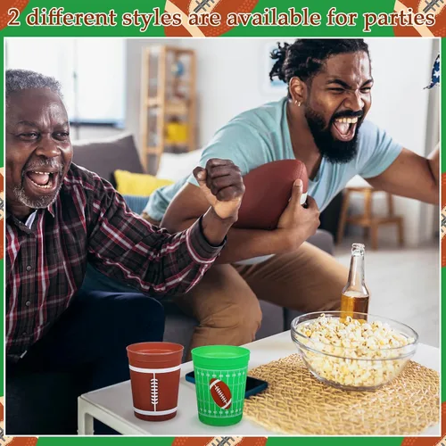 Miniatura 7 de Norme 24 tazas de fútbol de plástico a granel de 16 onzas reutilizables con temática de fútbol, suministros de fiesta de cumpleaños, decoración