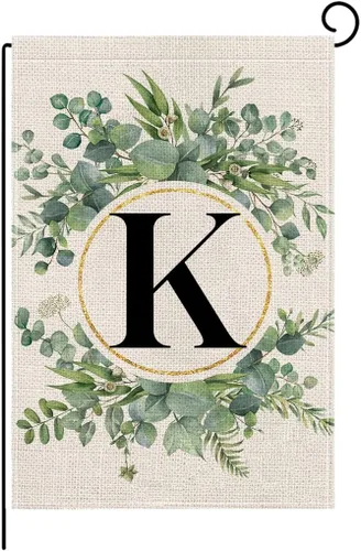 Miniatura 16 de wyooxoo Bandera de jardín floral con monograma de letra H de 12 x 18 pulgadas, doble cara para exteriores, familia, apellido, bandera inicial