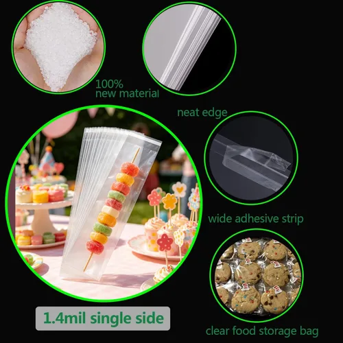 Miniatura 2 de 200 bolsas de violonchelo transparentes resellables de 3 x 9 pulgadas para galletas de panadería, dulces, joyas, manualidades, velas, regalo
