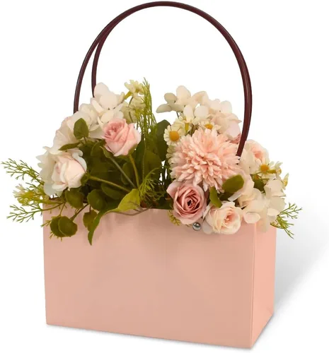 Miniatura 8 de BEISHIDA Bolsas de regalo de múltiples flores para ramos, 4 cajas rectangulares para ramo de flores con asa para embalaje de ramos, envoltura