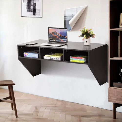 Miniatura 2 de BestComfort Mueble de escritorio montado en la pared, mesa flotante para computadora portátil de 42.5 pulgadas, escritorio de escritorio colgante
