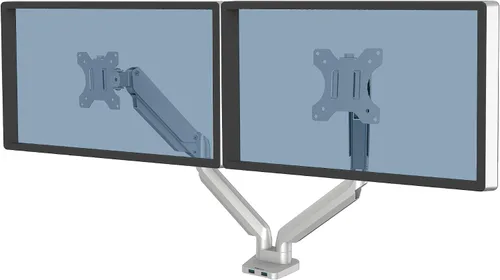 Miniatura 14 de Fellowes Platinum Series - Brazo de monitor único para monitores de 40 pulgadas, movimiento completo, rotación de 360°, montaje VESA con ojal o Plata