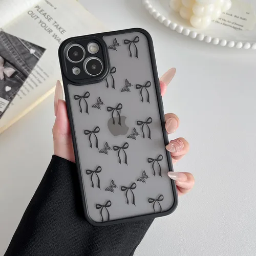 Miniatura 18 de XIZYO Funda para iPhone 13, diseño de rosas florales para mujeres y niñas, patrón estético, delgada, de poliuretano termoplástico, a prueba de Negro