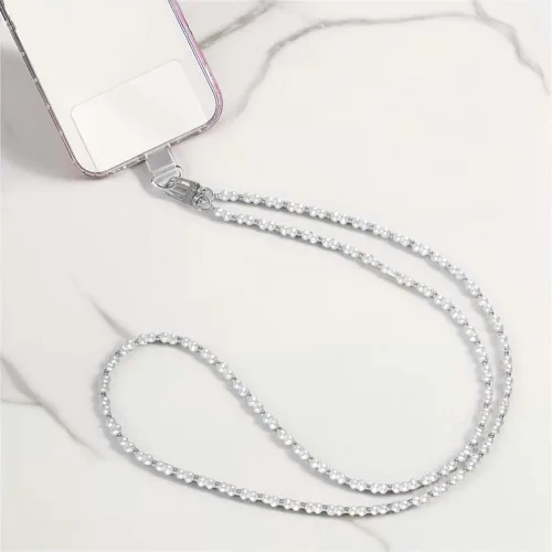 Miniatura 62 de Cordón de cadena cruzada para teléfono celular - Correa de hombro universal de cuero+metal con parches de amarre (J)