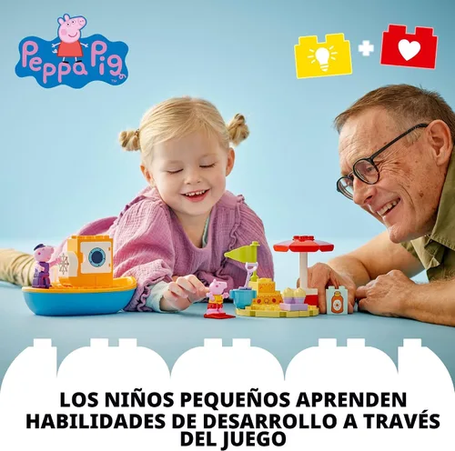 Miniatura 2 de LEGO DUPLO Peppa Pig - Juguete de baño de viaje en barco, juego de aprendizaje de bloques de construcción para niños preescolares con 2 figuras