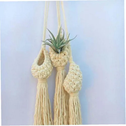 Miniatura 6 de 2 soportes para plantas de aire de macramé, cordón de algodón, colgador de plantas de aire, mini macetas colgantes para decoración de dormitorio