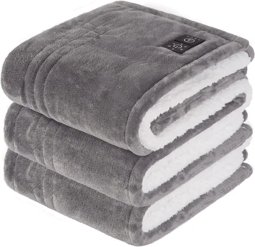 Miniatura 11 de Sealy Manta Térmica Tipo Throw con Controlador de Botón Integrado, Manta Eléctrica Reversible de Franela a Sherpa con 2-10 Horas de Apagado