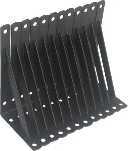Miniatura 91 de Paquete de 16 soportes de estante resistentes negros de 20 pulgadas de largo x 12 pulgadas de alto con tornillos, soportes de estante de metal