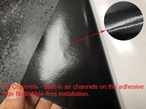 Miniatura 3 de LZLRUN Rollo de Vinilo Negro de Fibra de Carbono Mate Forjado con Liberación de Aire, Lámina Adhesiva, Película para Calcomanía DIY de Automóvil