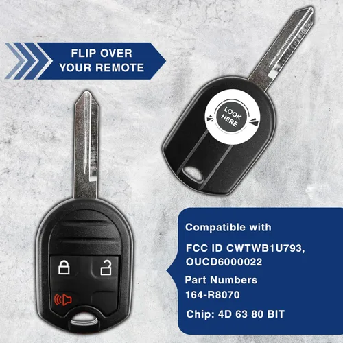 Miniatura 5 de KeylessOption Repuesto de control remoto abre puertas y llave de arranque sin cortar para CWTWB1U793