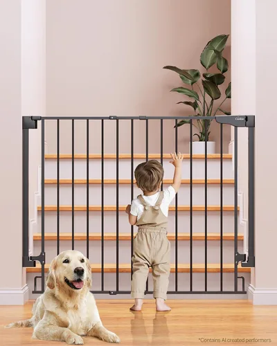 Miniatura 10 de Cumbor 29.2–43" Puerta de bebé para escaleras, de montaje en pared (se requiere taladrar), puerta para perros expandible sin barra inferior, puerta
