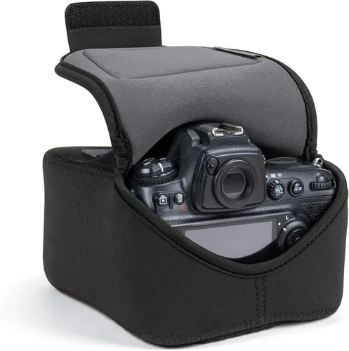 Miniatura 10 de USA GEAR - DSLR estuche/funda para cámara con almacenamiento de accesorios con cierre, flexible y pasador para cinturón de neopreno, compatible