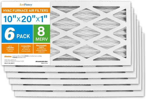 Miniatura 12 de LotFancy Filtro de aire MERV 8 de 10 x 20 x 1, paquete de 4 unidades, tamaño real: 9.75 x 19.75 x 0.75 pulgadas, reemplazo de horno plisado y filtro