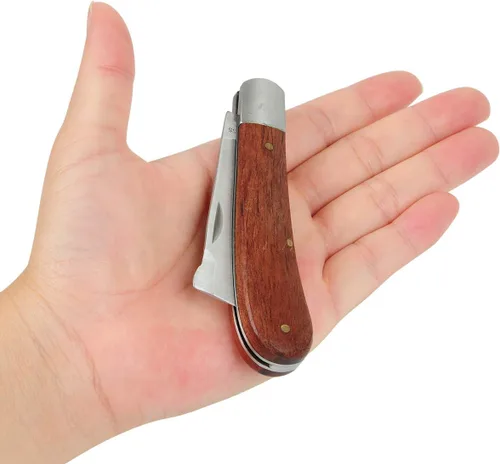 Miniatura 3 de Cuchillo de poda e injerto, herramienta de brotes de jardín de acero inoxidable, herramienta de corte múltiple de bolsillo plegable para deshierbar