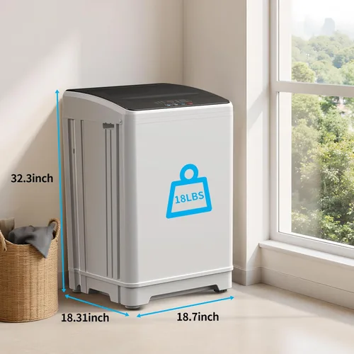 Miniatura 9 de TABU Lavadora portátil de 18 libras, lavadora completamente automática de 2.4 pies cúbicos con bomba de drenaje, lavadora y secadora automática