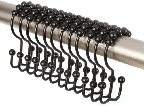 Miniatura 7 de 2 lbDepot - Ganchos de anillos para cortina de ducha – Acero inoxidable 18/8 de alta calidad – Ganchos dobles con rodillos de fácil deslizamiento