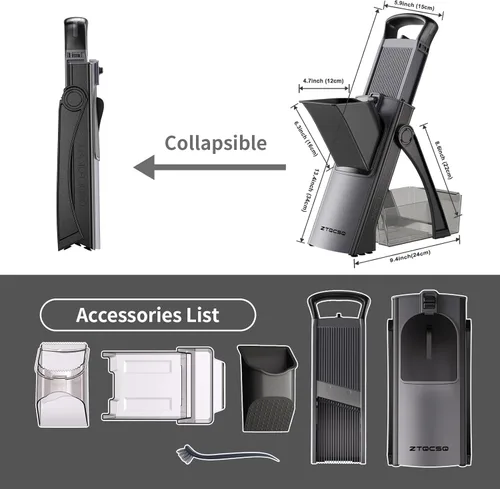 Miniatura 6 de [Todo en 1] Versión mejorada de rebanador de mandolina seguro para la cocina, grosor ajustable y espiralizador, rebanador de verduras, mandolina