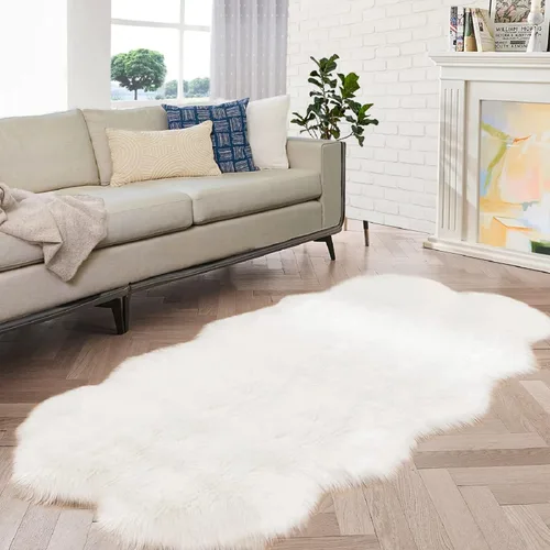 Miniatura 54 de ORINOVA Alfombras de pelo sintético lavable de color gris plateado claro para dormitorio, alfombra de felpa para sala de estar, alfombra