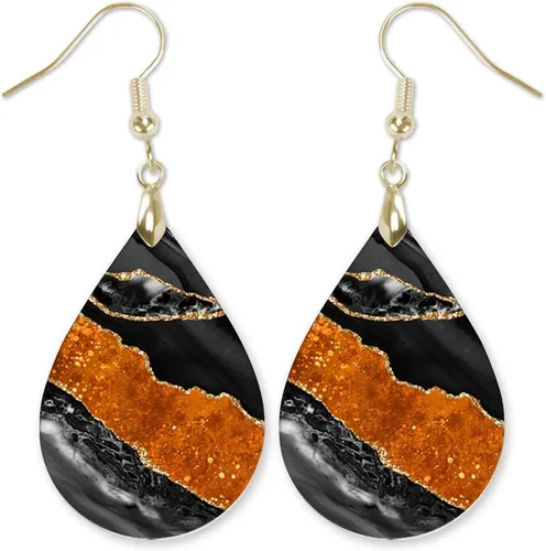 Miniatura 62 de Dangle Earrings for Women Colorful Dangling Drop Statement Jewelry Printed MDF Wood Teardrop Double Side Print Handmade by The Painted Pug