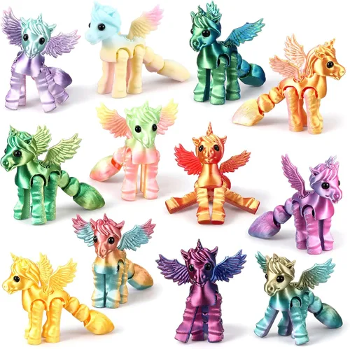 Miniatura 24 de Honoson 12 piezas de animales impresos en 3D 3D mini animales flexibles y articulados pequeños para aliviar el estrés de mascotas, para adultos