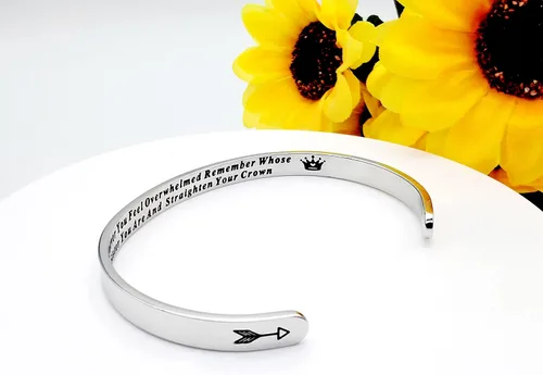 Miniatura 293 de Pulseras inspiradoras para mujer, joyería de acero inoxidable, con refranes, pulsera motivacional con mensaje oculto, pulseras grabadas para mejor