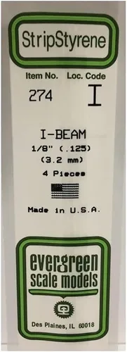 Miniatura 2 de Evergreen Scale Models I-Beam 1/8 4 EVG274 Suministros de construcción de plástico