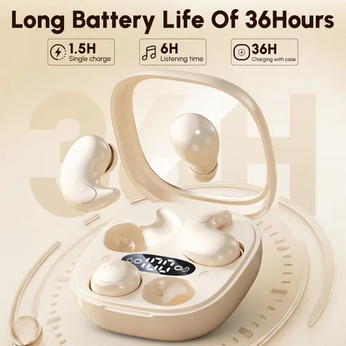 Miniatura 5 de Auriculares para dormir de lado, mini auriculares inalámbricos 2 en 1 con Bluetooth para dormir, discretos auriculares intrauditivos para pequeños