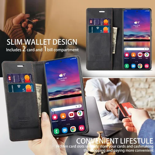 Miniatura 5 de Funda tipo cartera para Samsung Galaxy S22 5G con tarjetero y función atril, bloqueo magnético RFID, funda de piel con tapa para Galaxy S22 5G