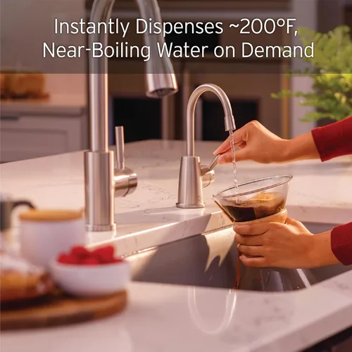 Miniatura 2 de InSinkErator HOT250 - Sistema dispensador instantáneo de agua caliente, grifo de una sola manija en níquel satinado con tanque de acero inoxidable