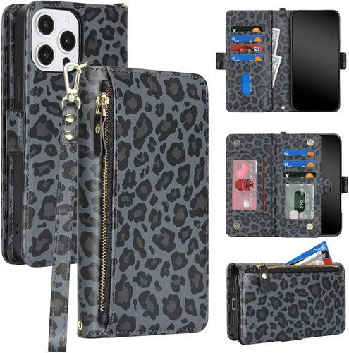 Miniatura 21 de Funda compatible con iPhone 13 Pro Max para Apple 12 Pro Max, piel sintética naranja, rombo para mujeres y hombres, bolsillo con cremallera