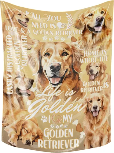 Huglanket Manta Golden Retriever de regalo para amantes y dueños de perros, regalos de Golden Retriever para mujeres y hombres, manta de franela