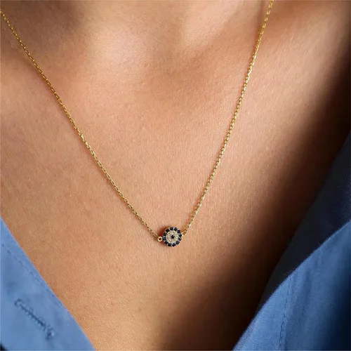 Miniatura 6 de Collar con colgante de corazón de oro de 14 quilates para mujer, delicado collar de estrella, gargantilla de mal de ojo, collar bohemio con luna