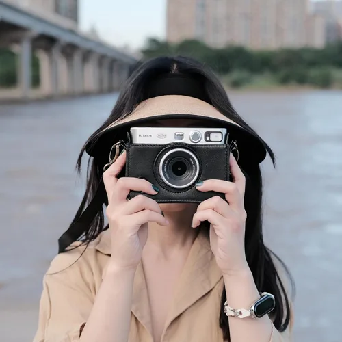 Miniatura 3 de Rieibi Mini EVO - Funda protectora de piel sintética retro para cámara instantánea Fujifilm Instax Mini EVO - Funda extraíble con correa ajustable