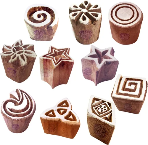 Miniatura 23 de Sellos de impresión de arcilla Arty Crafty pequeños bloques de madera con forma floral (juego de 10) Htag2101