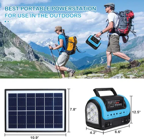 Miniatura 4 de Generador solar, estación de energía portátil con panel, fuente de banco de energía portátil con linterna, generador de emergencia alimentado por