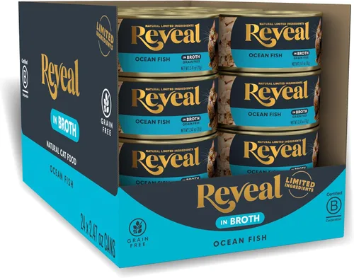 Miniatura 11 de Reveal Alimento húmedo natural para gatos, 24 unidades, sin granos, alimento enlatado de ingredientes limitados para gatos, atún con algas marinas