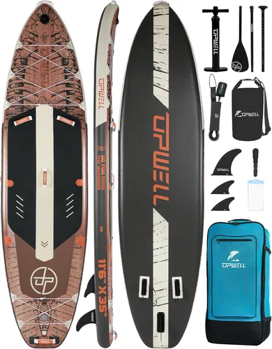 Miniatura 21 de UPWELL Tabla de Paddle Inflable de 10'6"/11'/11'6", Stand Up Paddleboard para Jóvenes y Adultos, Diseño Estable, Accesorios Premium de SUP, Mochila