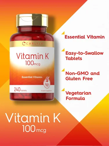 Miniatura 3 de Carlyle Vitamina K 100 mcg 240 tabletas Vegetariano, sin OMG, sin gluten Suplemento de vitamina K
