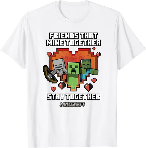 Miniatura 19 de Minecraft Camiseta de San Valentín Friends That Mine Together Mobs, Negro